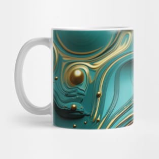 Funky Facade: Trompe-l’oeil Green Turquoise and Gold Mug